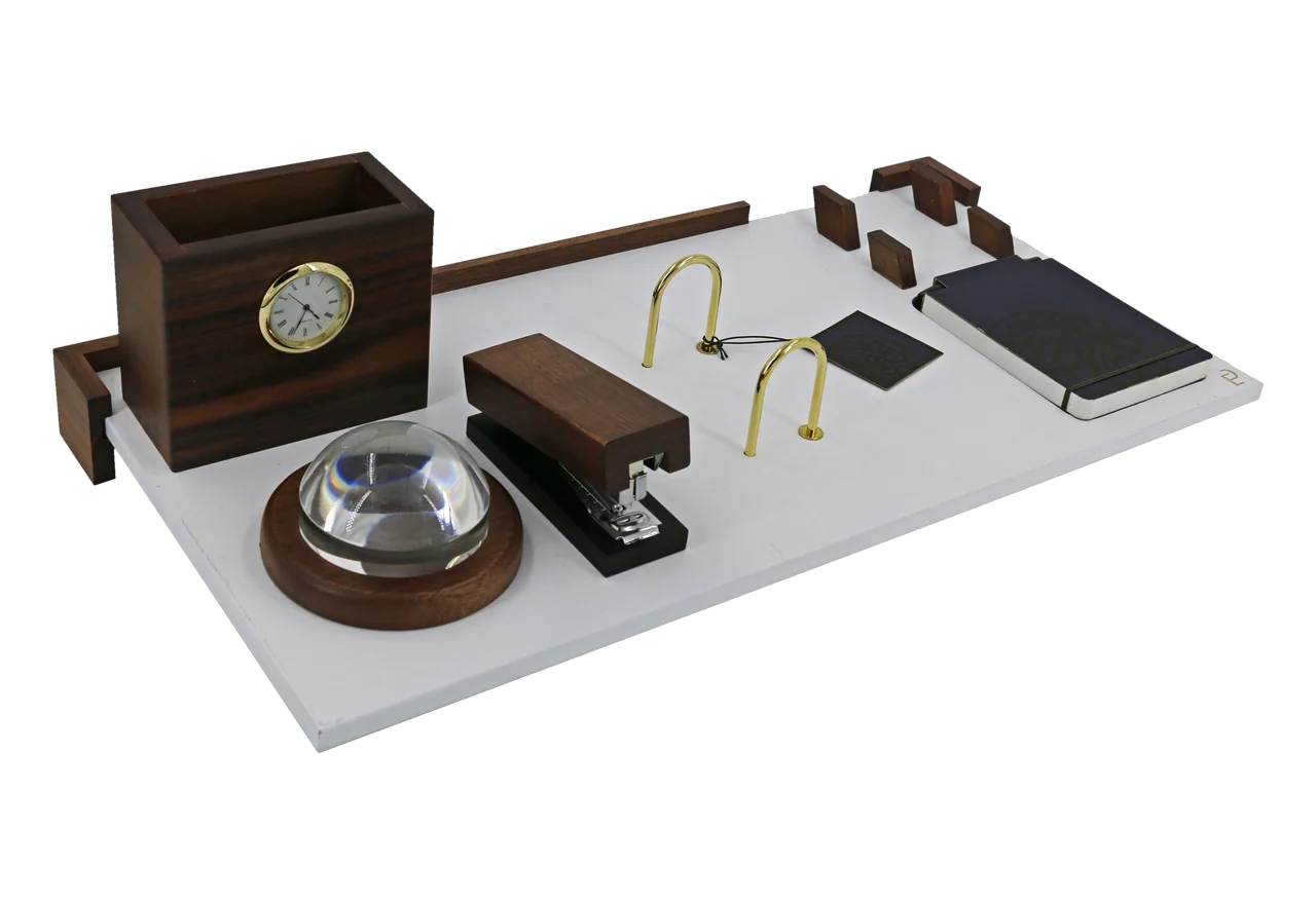 White and walnut calendar set, royal desk calendar, item 7946W